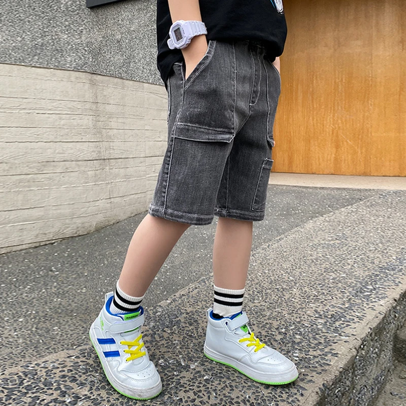 IENENS прямые брюки шорты Джинсы для детей с Джинсовые укороченные Сезон лето