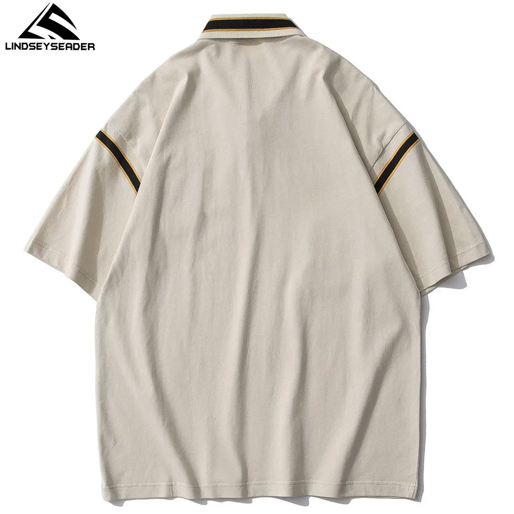 

Men's Polo Shirt 2021 Summer Short Sleeve Patches Tee Hip Hop Oversized Cotton Casual Harajuku Streetwear Top Tshirts Clothing