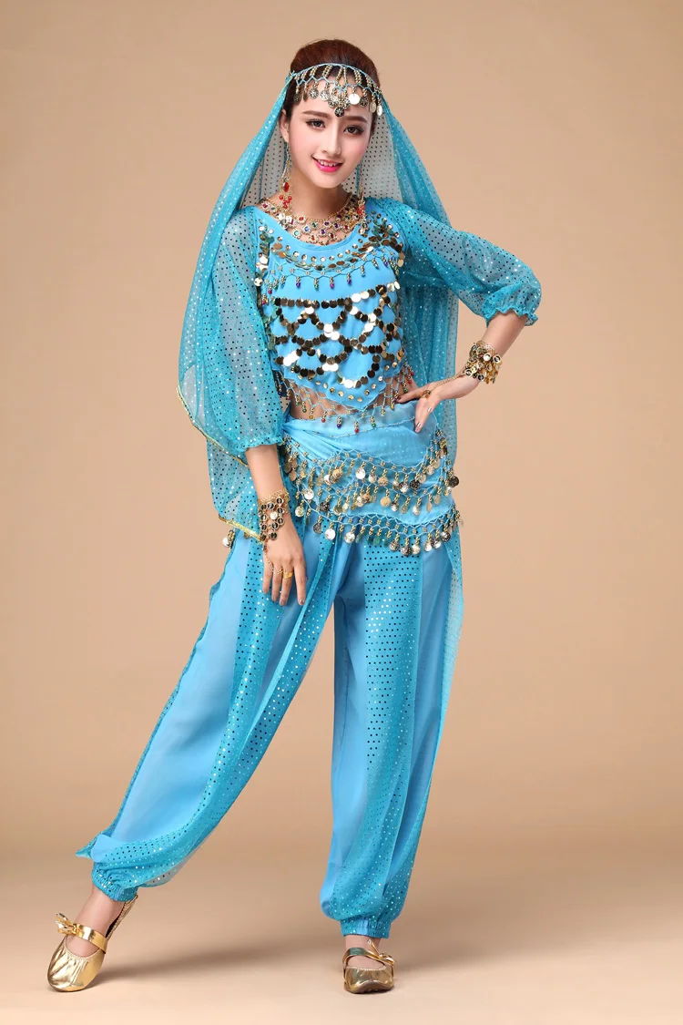 Женский костюм для танца живота комплект из 4 предметов с длинным рукавом