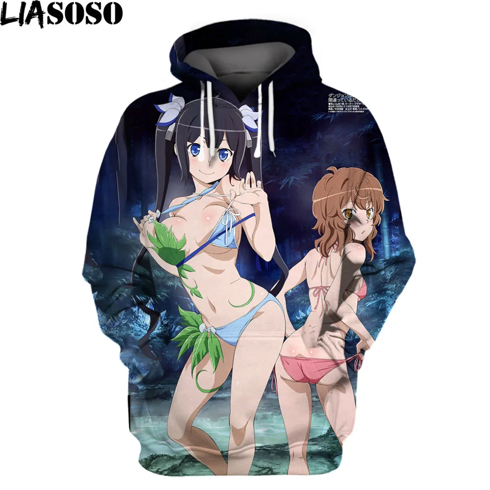 

LIASOSO Print Sexy Girl Danmachi Myth Hestia Goddess Hooded Hoodies Hentai Japan Kawaii Clothes Long Sleeve Hooded Sweatshirts