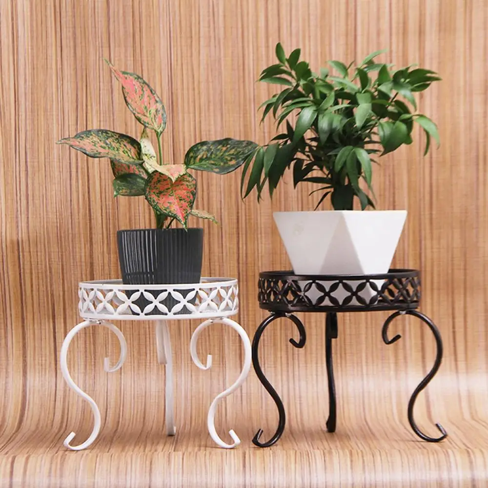 

Single Layer Floor-Standing Retro Iron Wrought Planter Tray Holder Shelf Flower Stand Flower Pot Rack Garden Home Decoration