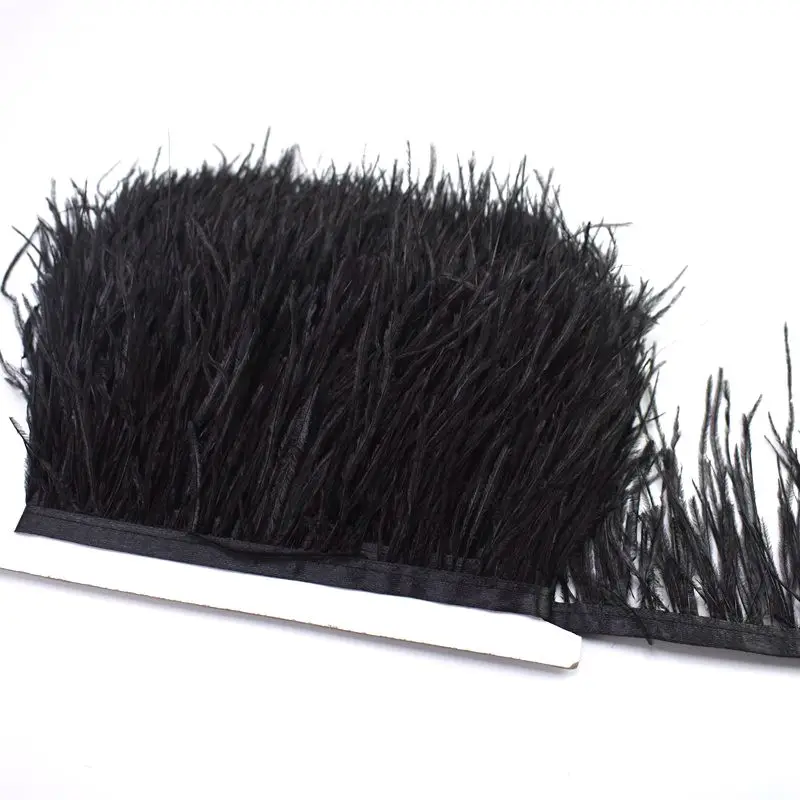 black 1 метр страусиные перья для рукоделия одежды DIY 8-10 см натуральные белые перья для рукоделия шитья DIY украшения платья - Цвет: black