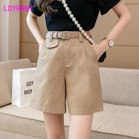 ldyrwqy 2021 summer new korean version loose solid color zipper casual all match temperament outer wear fashionable shorts
