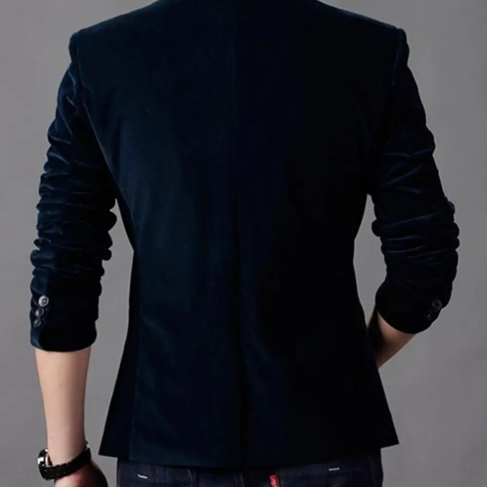 

Modern Business Suit Mid-waist Design Velvet Classic Version Lapel Collar Men Cloth Comfortable to wear for Company