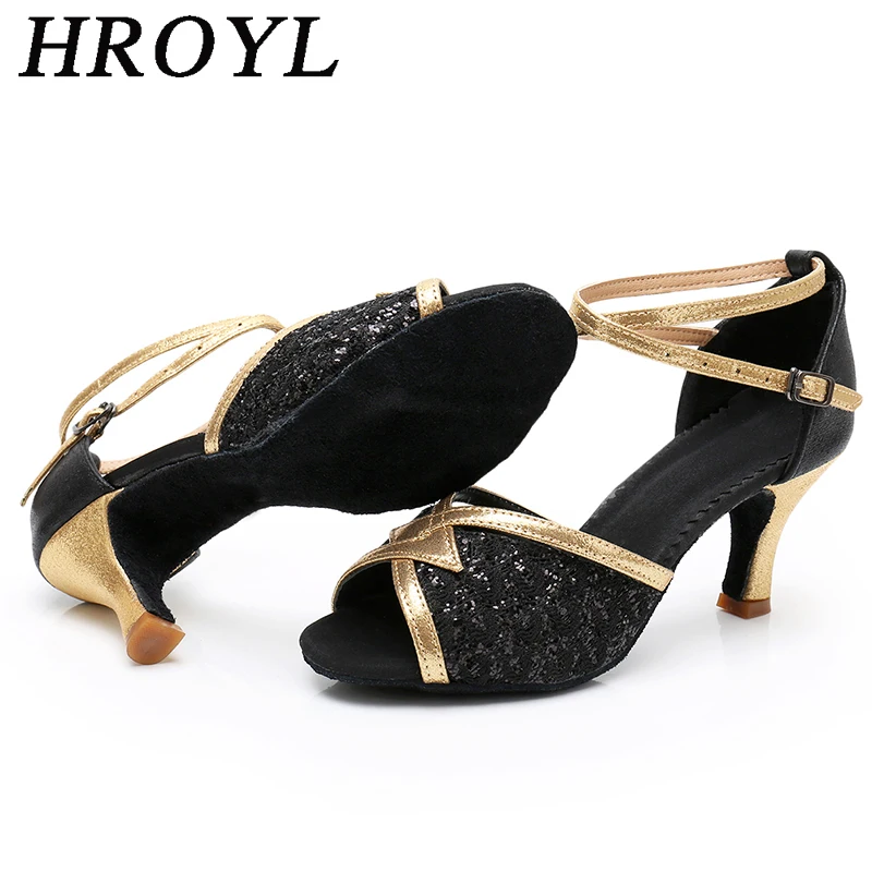 

New Women‘s Latin Dance Shoes Girls Soft Sole Salsa Tango Ballroom Comfortable Dance Sandals 5CM 7CM Heels HROYL