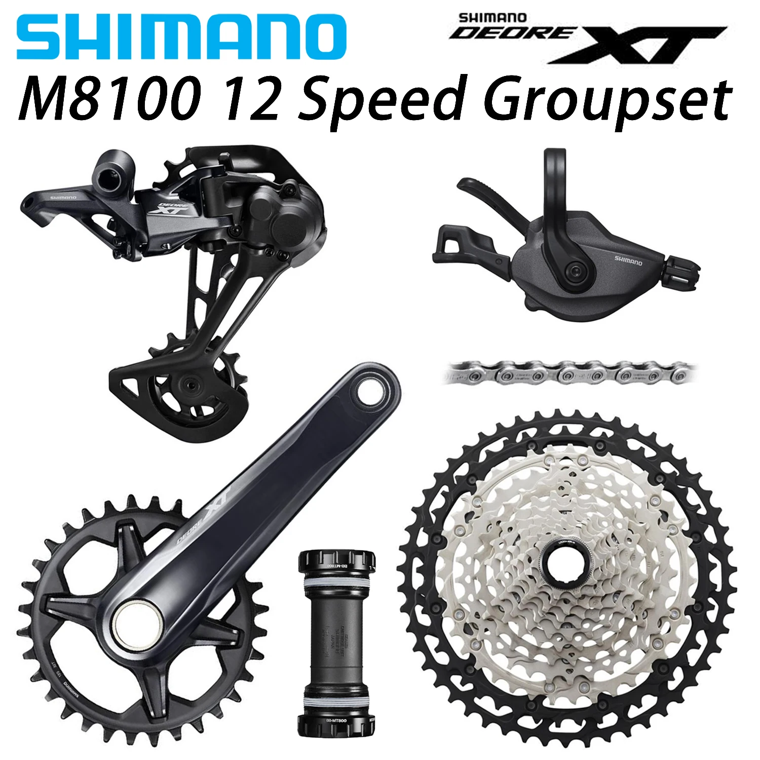 SHIMANO DEORE XT M8100 12 Скоростей 1x12 MTB набор рычагов переключения передач задний переключатель 10-51T коленчатая кассета 12-ступенчатая цепь
