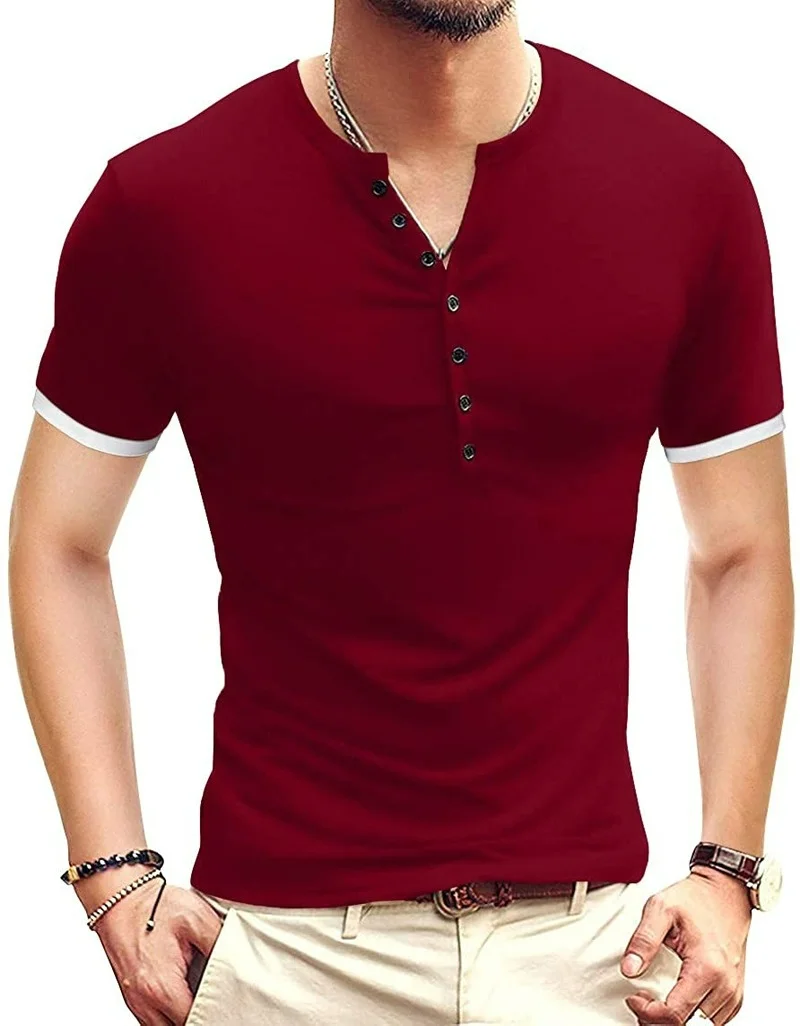 

Van Dijk V-Neck Mens Casual Slim Fit Basic Short Sleeve Fashion Summer T-Shirt Four Seasons
