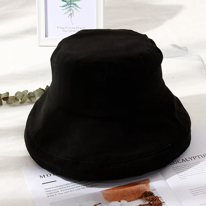Летняя черная Панама для женщин шляпа от солнца корейская с широкими полями