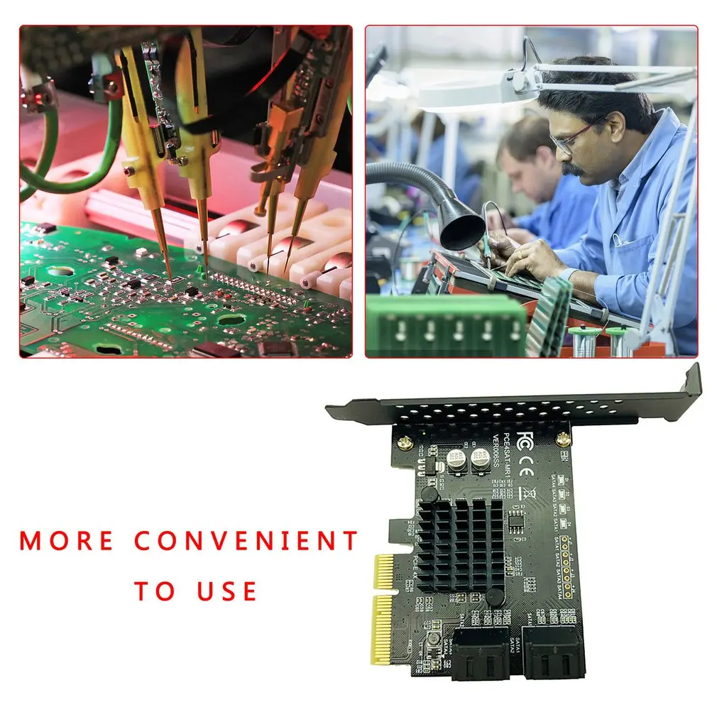 

4 Port SATA 3.0 Slot Extension Card Graphics Card Adapter Boards Card Cable Plug And Play Computer Accessories