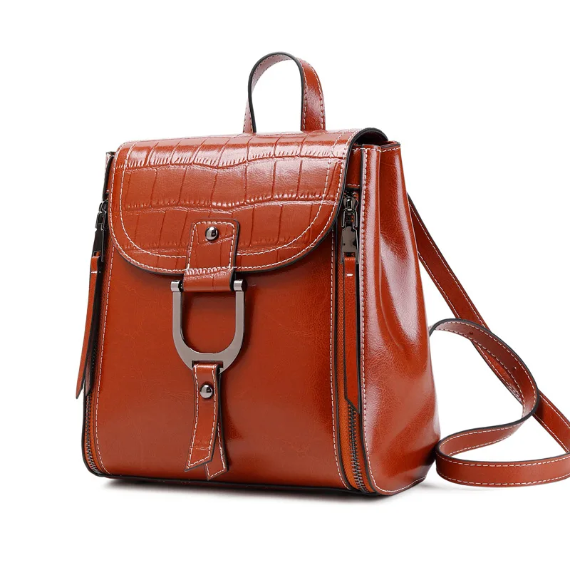 Female Bag Genuine Leather Backpack Women Luxury Designer Vintage Messenger Bag Fashion High Quality Flap Zipper Lady Back Pack