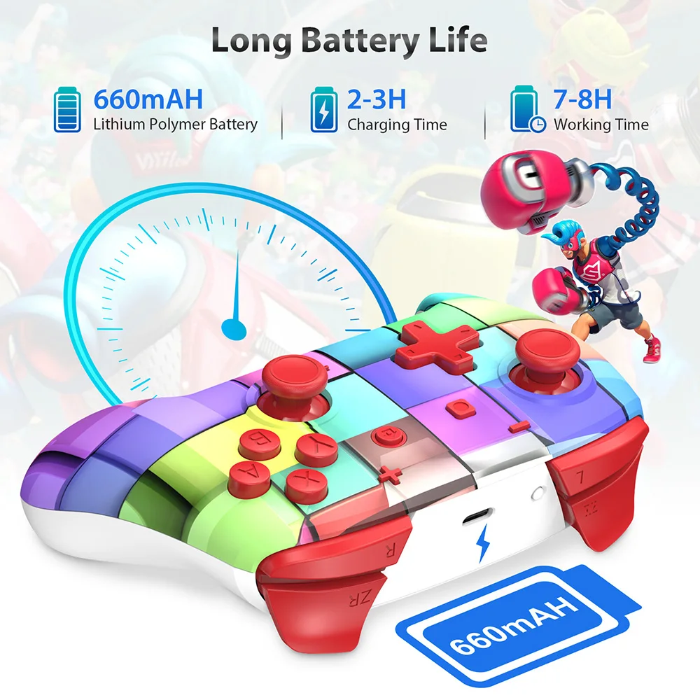 

EasySMX Wireless Pro Controller Gamepad For Nintendo Switch Joypad Vibration 6 Axis Groy Game Control (Rubik's Cube)