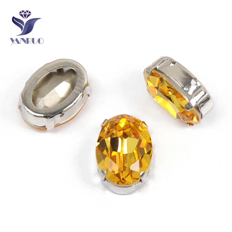 Light Topaz Yanruo 4120 Овальный заостренный назад пришить стразы стеклянные изделия ручной работы камни страз стразы для поделок ювелирных изделий - Цвет: Light Topaz