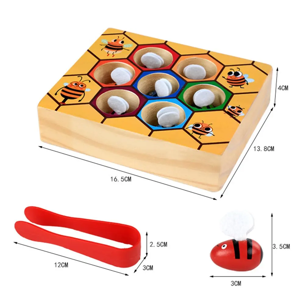 

Kids Clip Beehive Games Intelligence Color Cognition Toy Clip Small Bee Toy Wooden Baby Early Montessori Childhood Education Toy