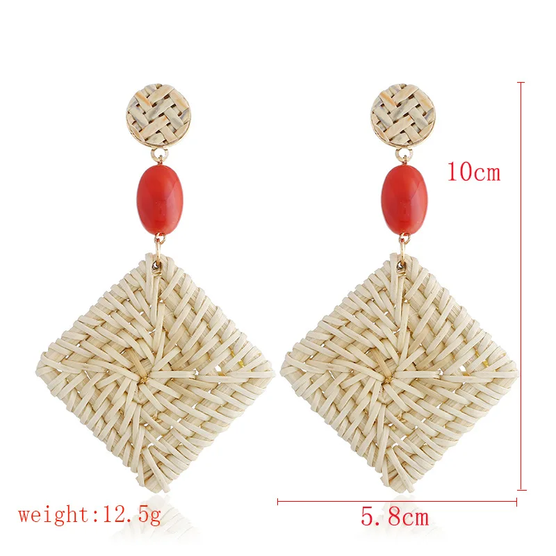 Cpop этнические серьги ручной работы из ротанга для женщин длинные подвесные