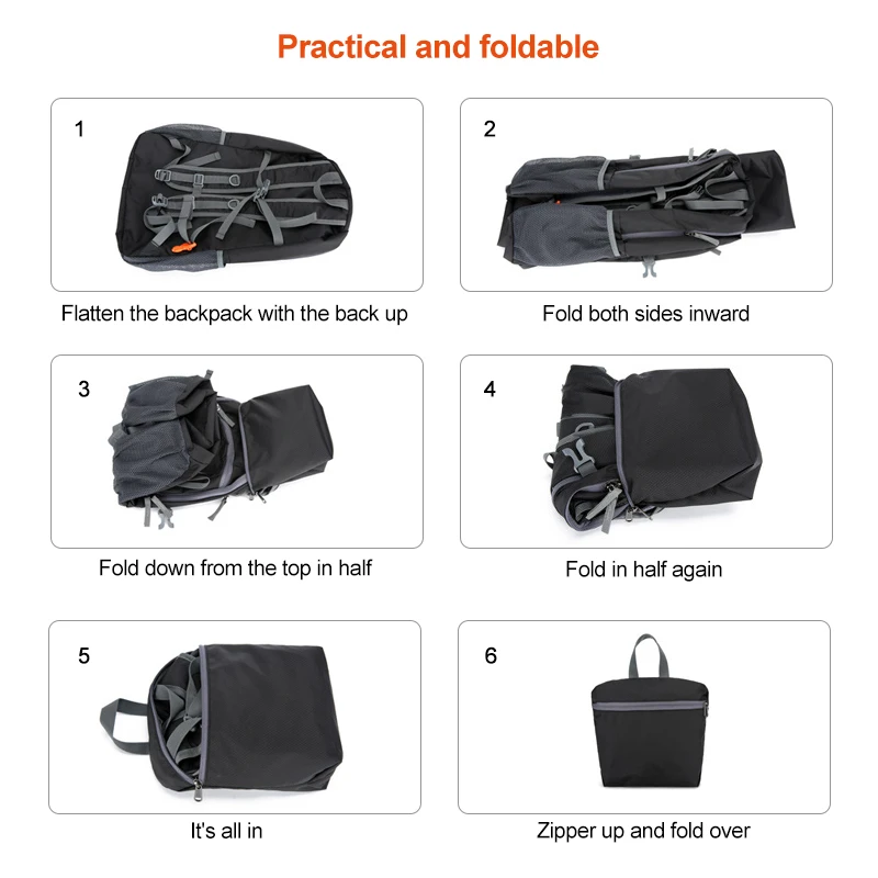 

Outdoor Sport Large Capacity Hiking Climbing Backpack Mountaineering Camping Folding Backpack Travel Trekking Bag