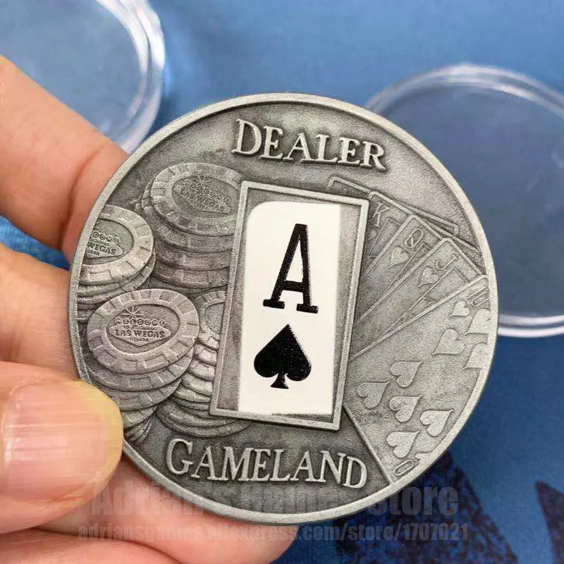 Металлический Дилер Кнопка ACE покер аксессуар карты пресс|Покерные фишки | |