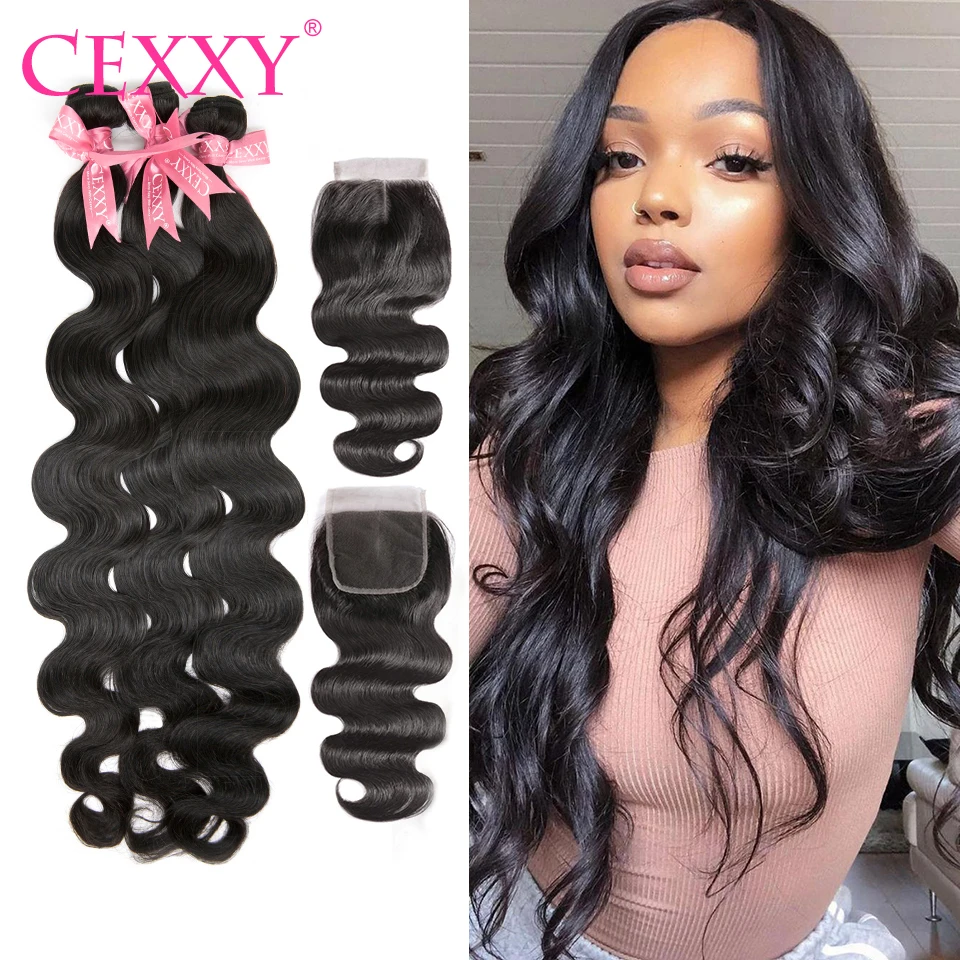 CEXXY 3 пучка с застежкой волнистые волосы Remy бразильские пучки для наращивания
