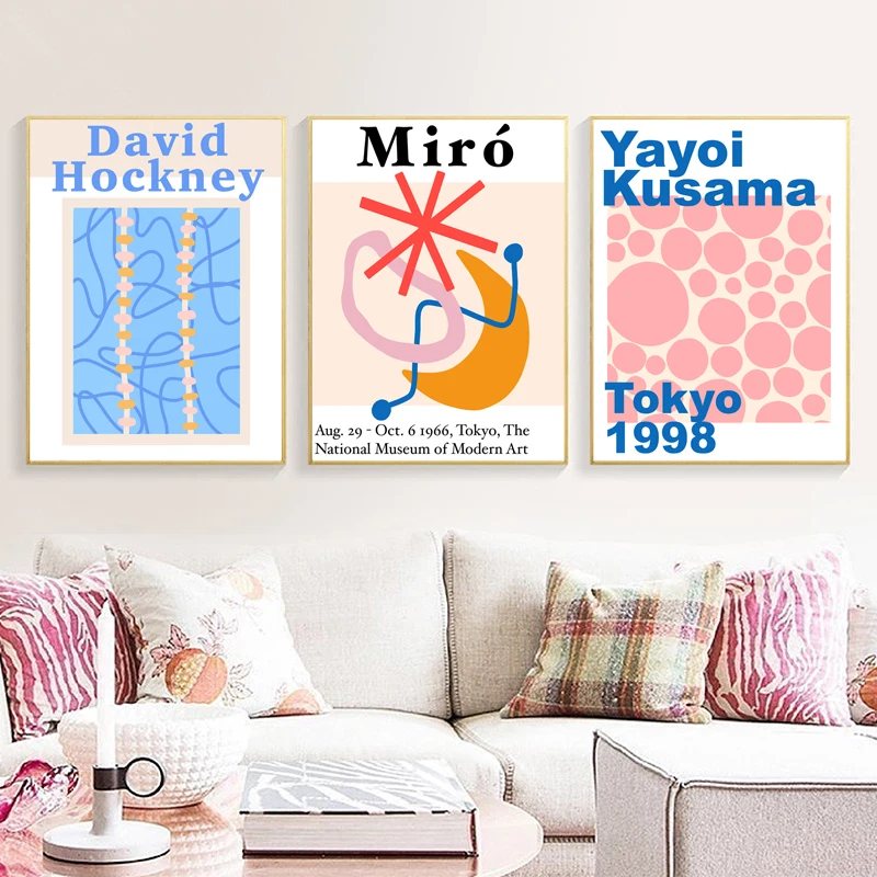 Yayoi Kusama Hockney Miro Абстрактная живопись Плакаты и принты Галерея Выставка Холст