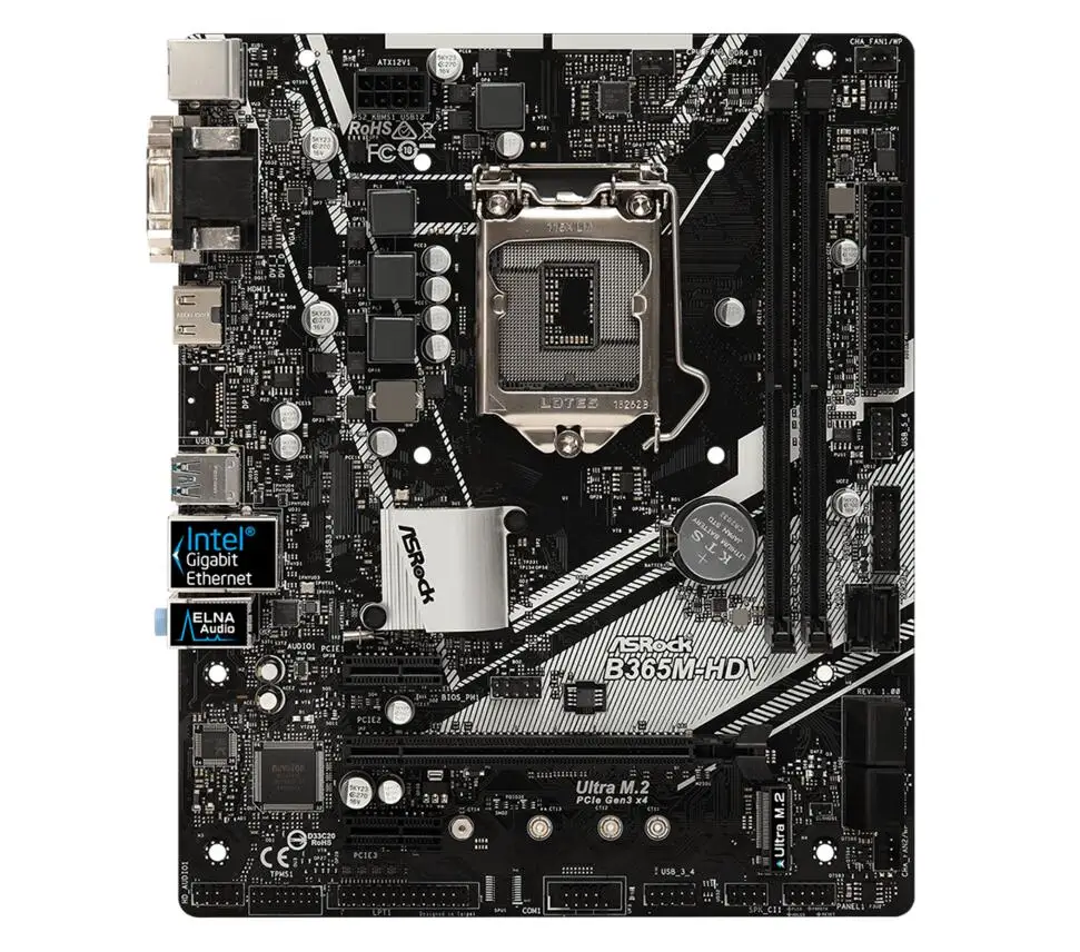 ASRock B365M HDV для Intel LGA 1151 Socket SATA 6 ГБ/сек. Ultra M.2 интерфейс USB 3 1 DDR4 Micro ATX десктопная