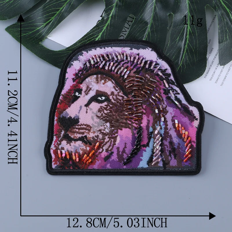 Мультяшная заплатка с птицами львом павлином аппликация вышивкой животными