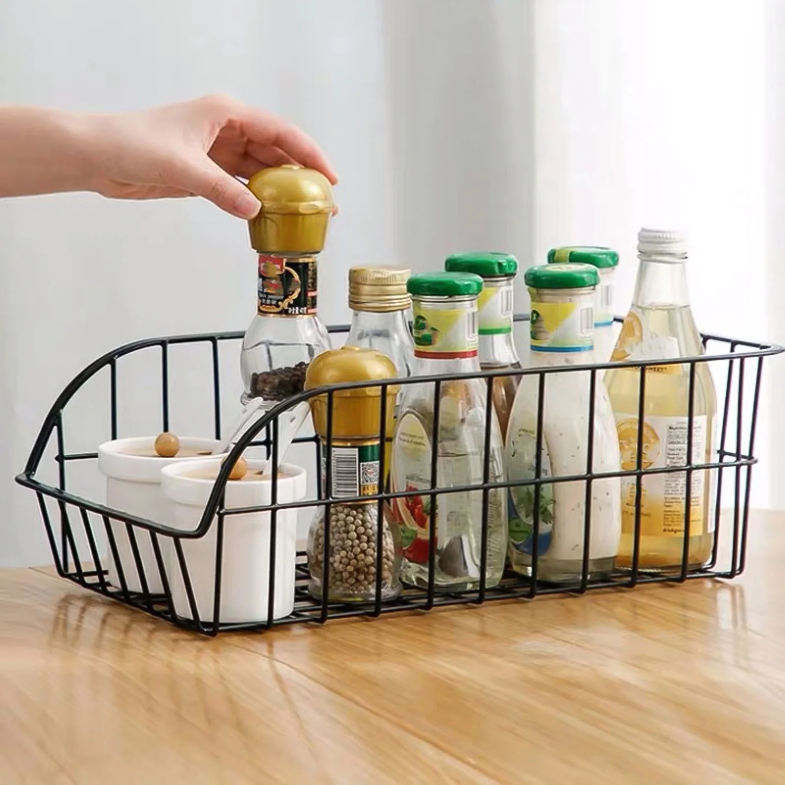 

Iron Storage Basket Hollow Wire Basket Large Capacity Metal Storage Bin for Refrigerator Kitchen Bathroom Storage Room Metal Bin