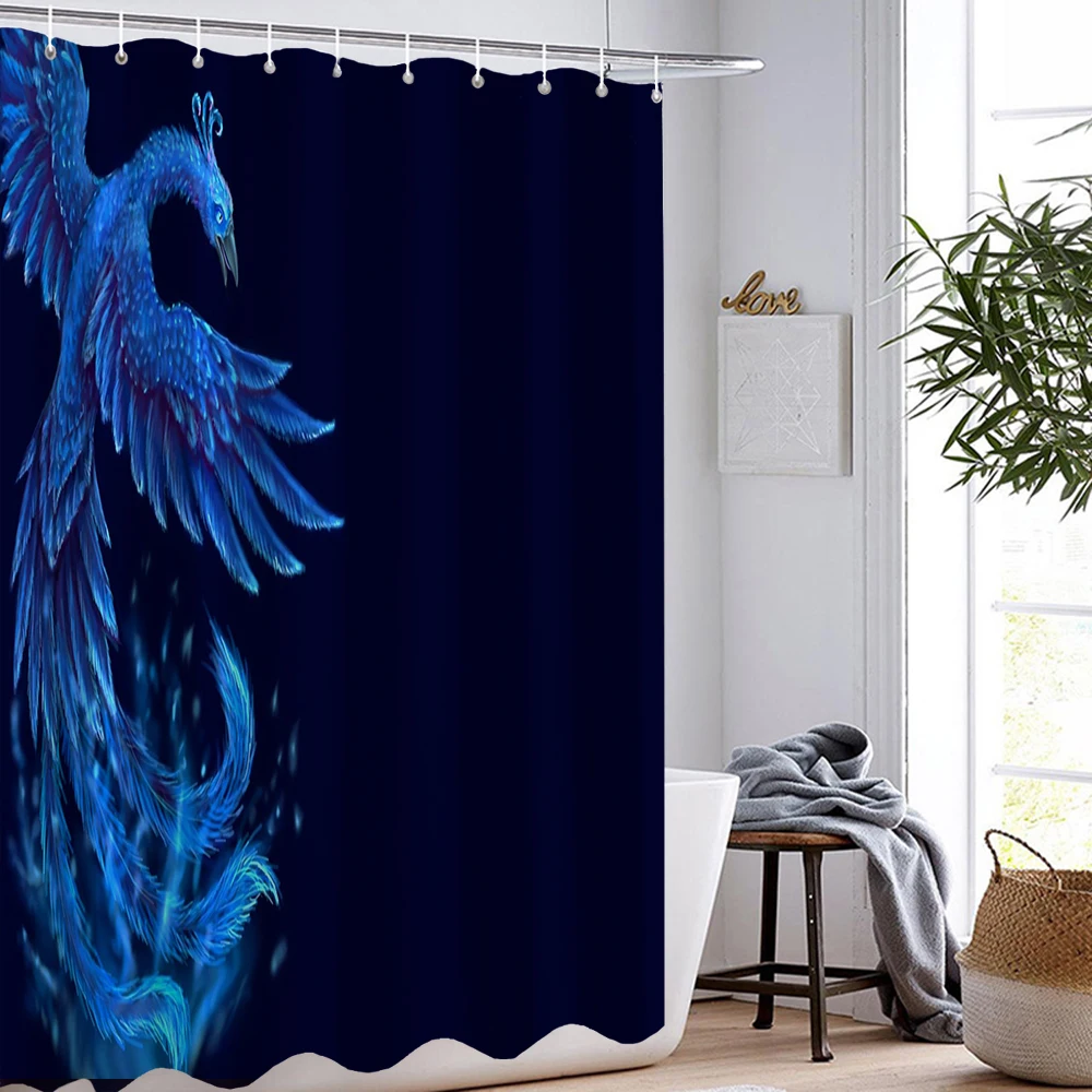 Занавеска для душа с рисунком Феникса водонепроницаемый шторка ванной комнаты