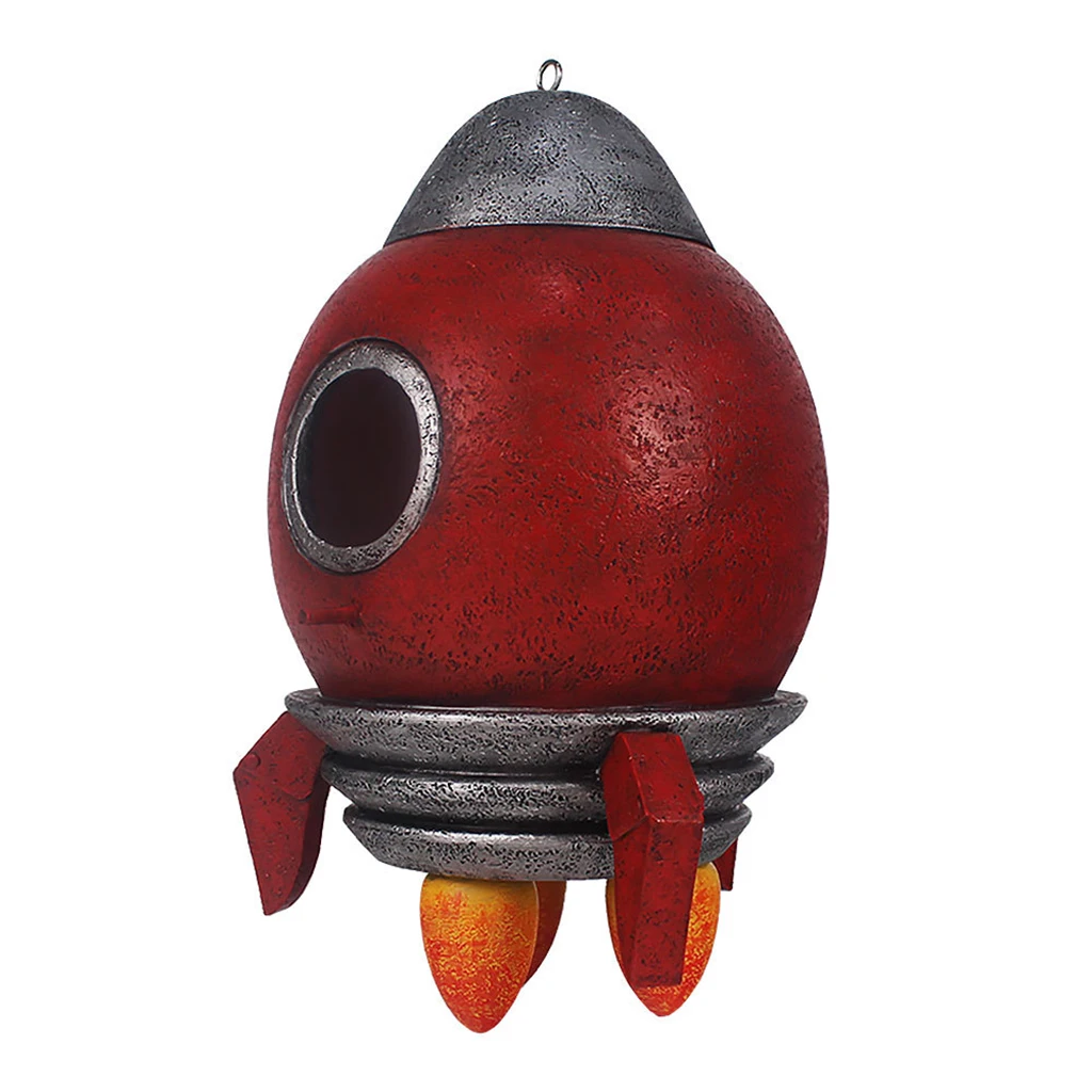

Rocket Bird House with Loop Weatherproof Hanging Bird Hut Patio Ornaments