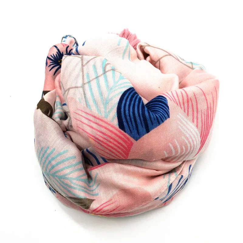

2020 New Scarf Women Silk Scarf Long Pink Flower Scarves for Ladies Decorative Shawl Cotton and Linen Tassels Beach Towel Luxury