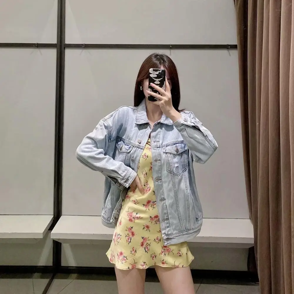 

2020 New Women Jackets Solid Denim Button Turn-Down Collar Long Sleeve Jackets Female Fashion Casual Women Clothes