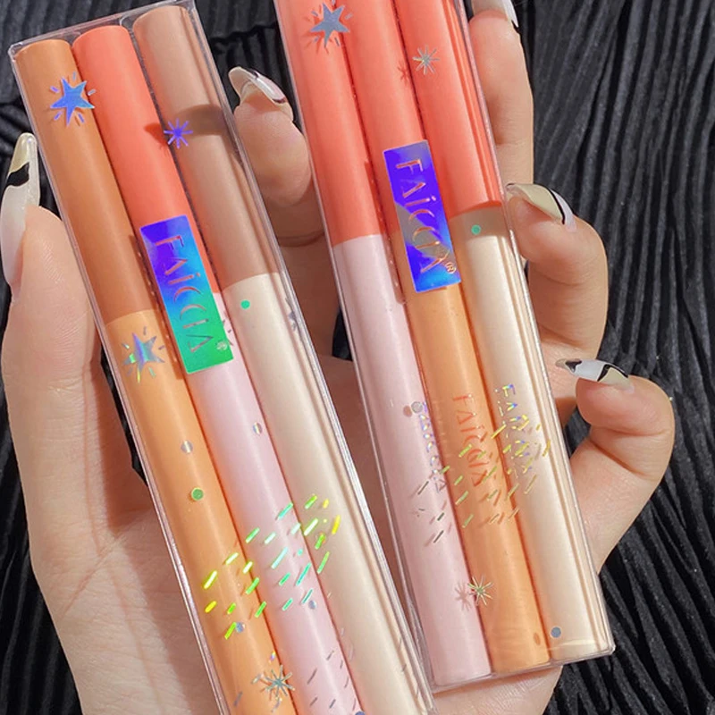 3 шт./компл. яркие алмазные тени для век ручка Перламутровые стойкие водостойкие