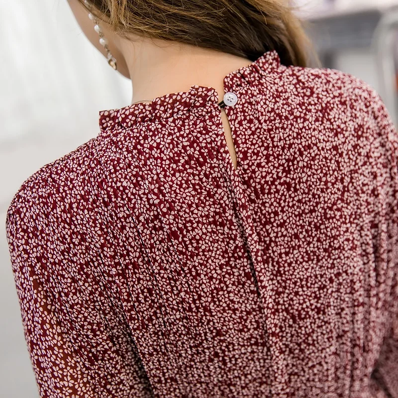 Женское шифоновое платье-макси с длинным рукавом и цветочным принтом | Женская