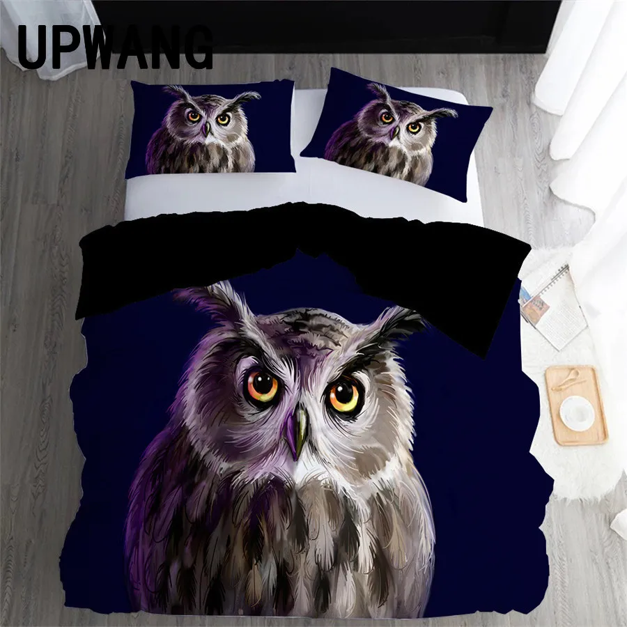 

UPWANG 3D комплект постельного белья с принтом совы, пододеяльник/пододеяльник с наволочкой, набор домашнего текстиля # MTY13