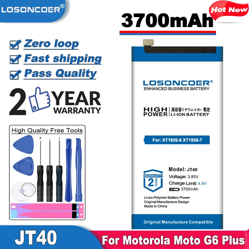 LOSONCOER 3700 мАч JT40 батарея для Motorola Moto G6 Plus XT1926 6 7 5 8|Аккумуляторы мобильных телефонов|