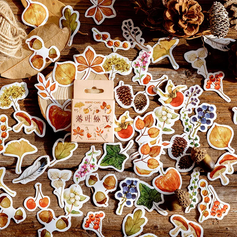 

45 Pcs/Box Vintage Autumn Leaves Paper Sticker Decorative Diary Scrapbook Planner Stickers Kawaii Stationery School Supplies