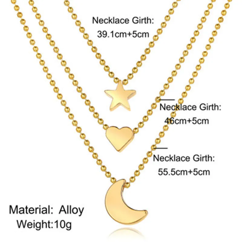 

Star Moon Love Pendant Necklace Creative Retro Simple Necklace Golden Pendant Clavicle Chain Girls Party Jewerly Aaceesories