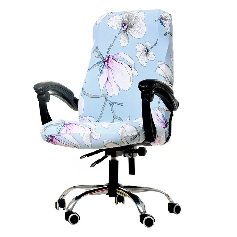 Чехол на стул с цветочным принтом для офиса чехол из спандекса вращающегося