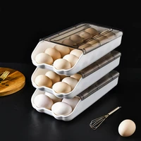 egg storage box refrigerator egg holder container rolling transparent eggs tray organizer kitchen storage rolling drawer 2021
