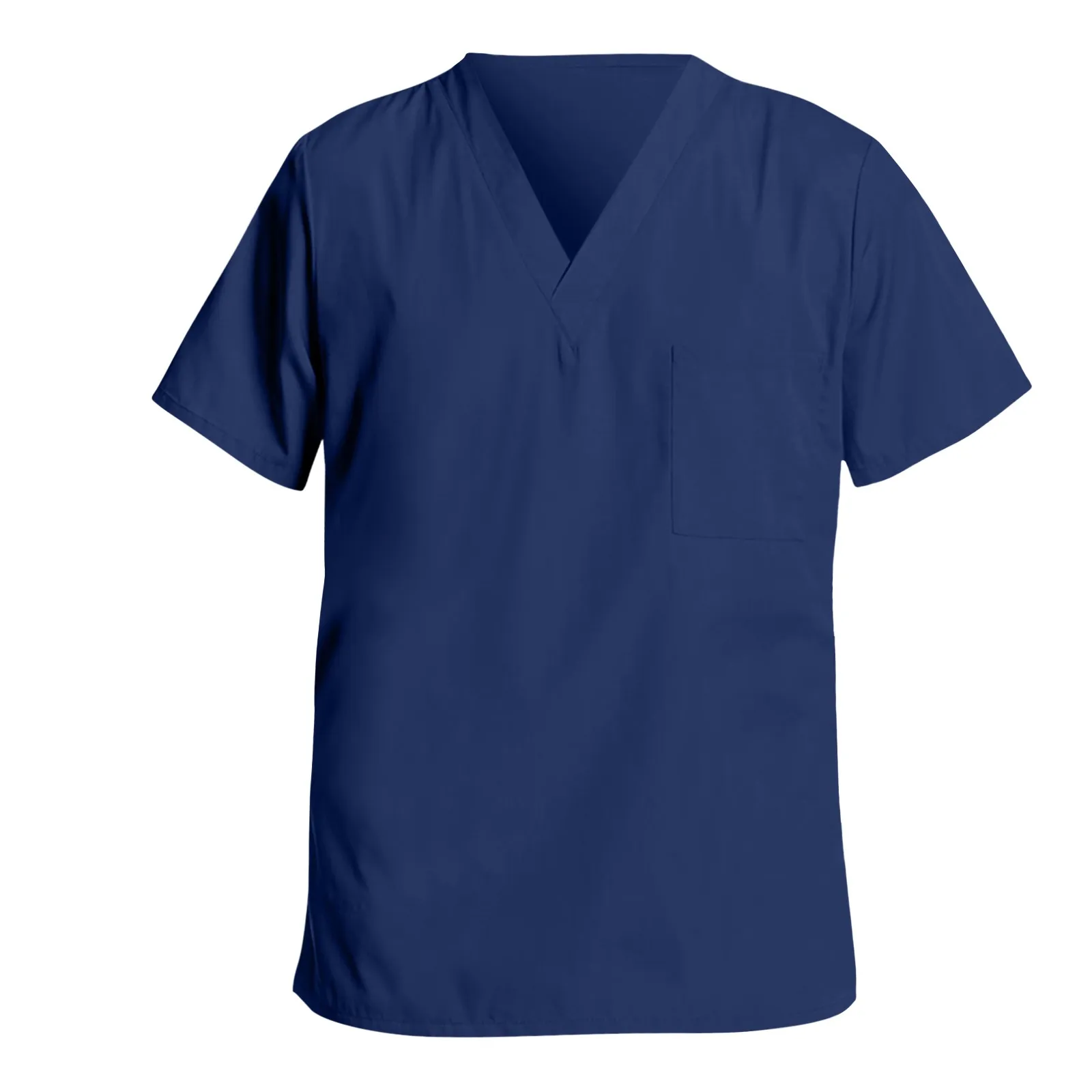 Men Nursing Uniform Solid Color Short Sleeve V-Neck Tops Summer Oversized T-Shirt For Male Care Worker Healthcare Clinic Clothes images - 6