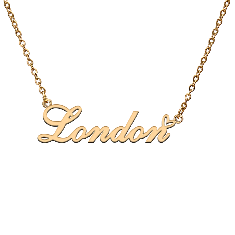 

God with Love Heart Personalized Character Necklace with Name London for Best Friend Jewelry Gift