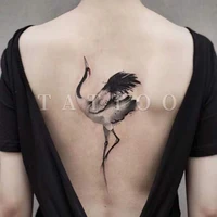 black white red crowned crane waterproof fake tattoo stickers for women back water transfer temporary tattos party decal