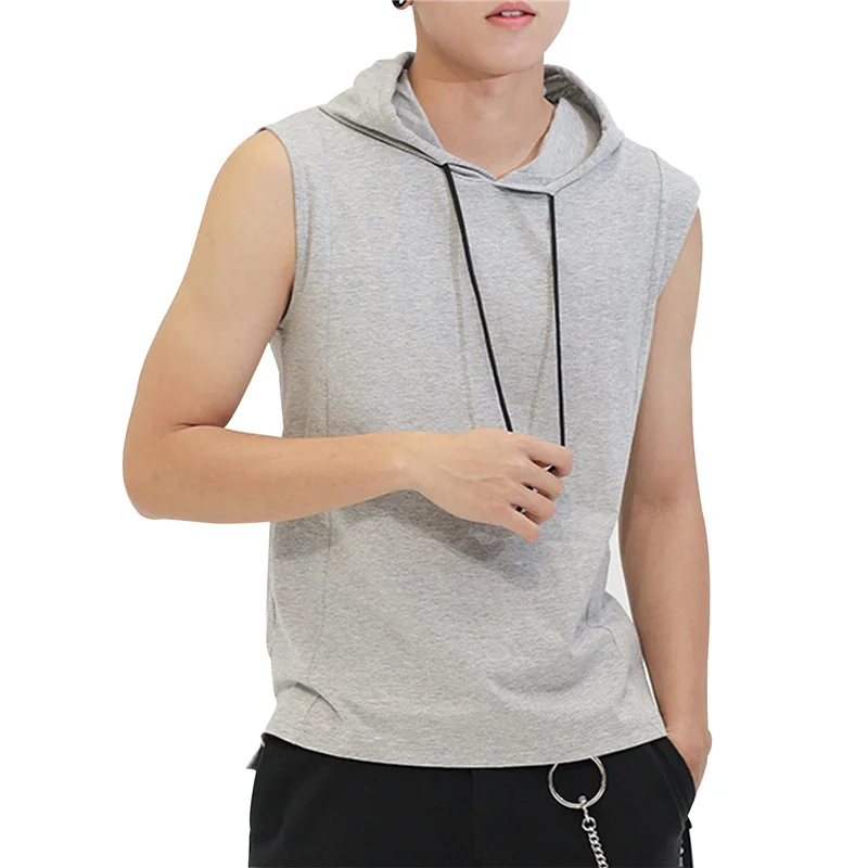 

Spring Sleeveless Hoodies Men Sports Fashionable Vest Thin Fitness Sweatshirts