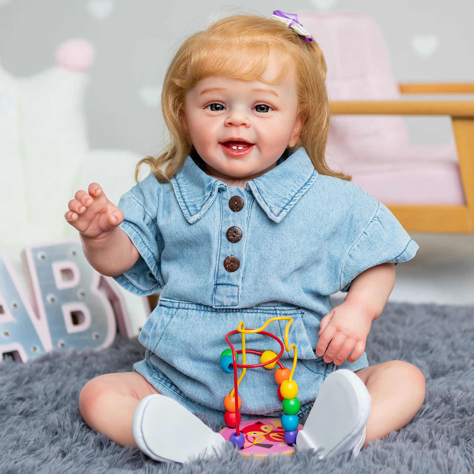 

60CM YANNIK Reborn Cute Girl Doll with Rooted hair Toddler Popular Soft Cuddle Body High Quality Doll