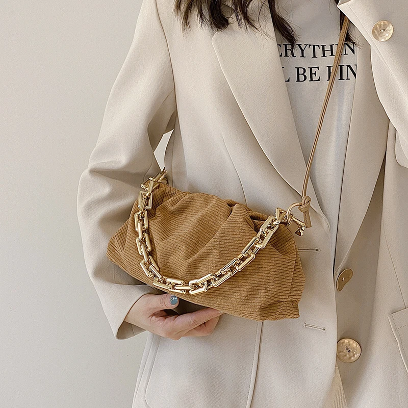 

VeryMe Pleated Baguette Pouch Totes Handbag Women Cloud Underarm Shoulder Bags Fashion Pu Leather Crossbody Pack Bolsas Feminina