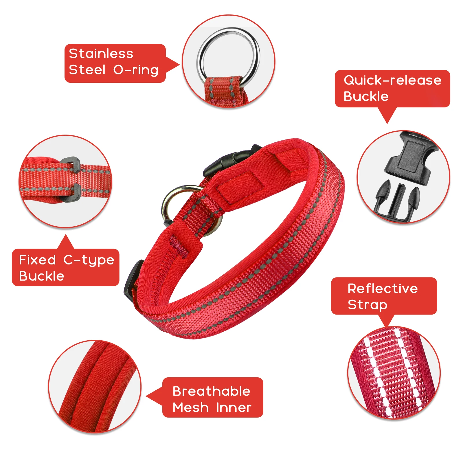 Ошейник для собак MASBRILL регулируемый поводок среднего и большого размера