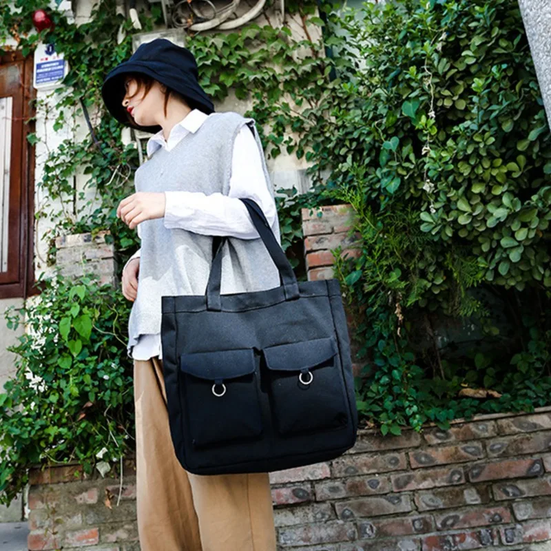 

Сумка-тоут женская холщовая на молнии, саквояж на плечо большой вместимости, Повседневная сумочка-мессенджер в литературном стиле