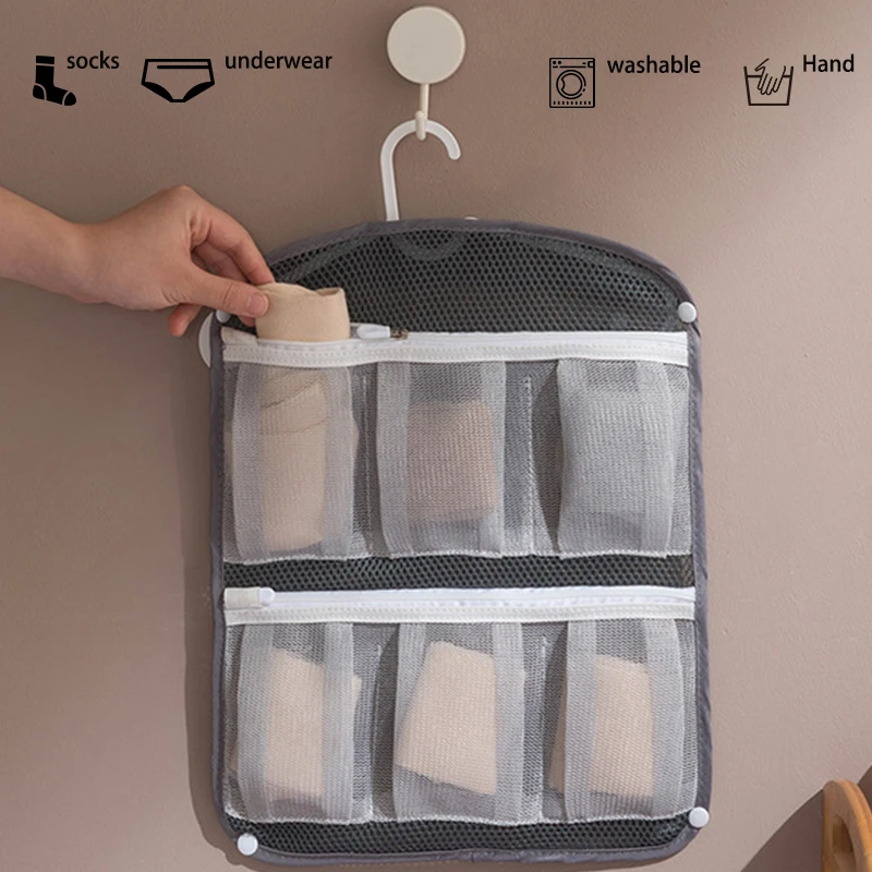 Нижнее белье носок органайзер для хранения подвесной мешок 6 сетчатых карманов
