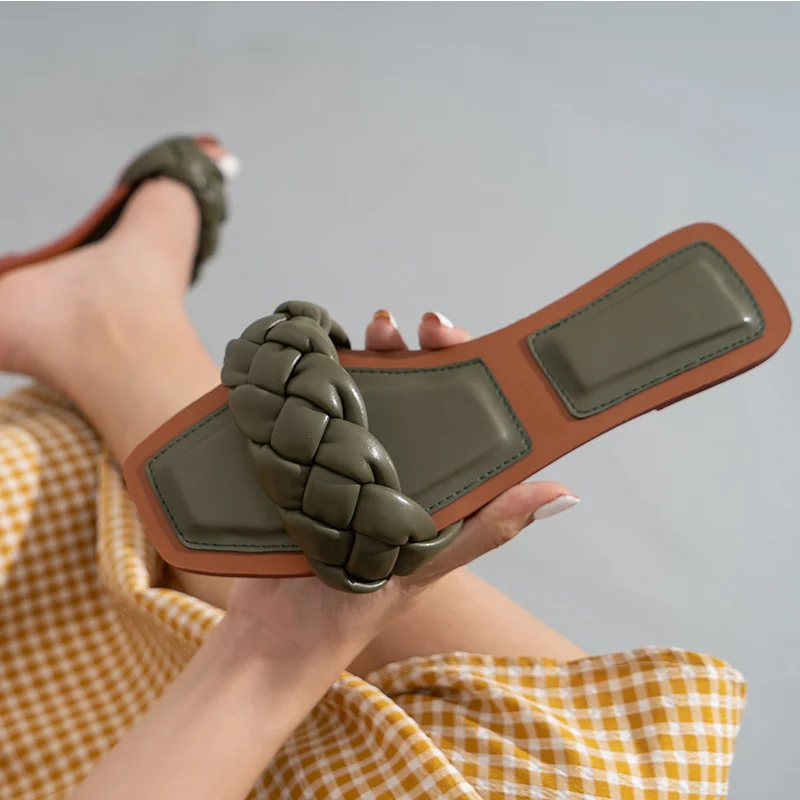 

Шлепанцы женские с квадратным носком, плоская подошва, сланцы, Пляжная удобная обувь, лето 2021