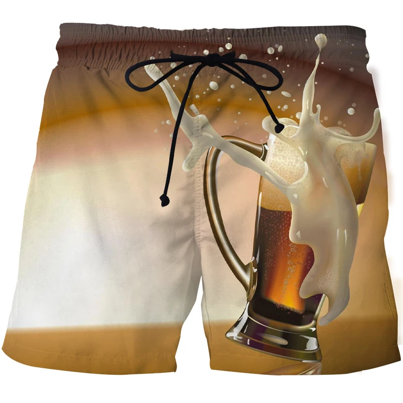 

2021 new beer 3D printing casual beach shorts summer men's shorts swimming trunks fashion loose beach swimwear basketball shorts