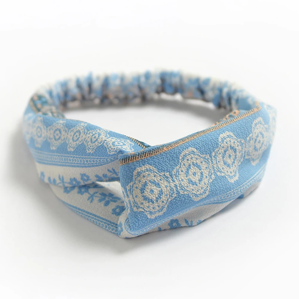 Повязка для волос с принтом женская винтажная богемная Бандана перехлёстом