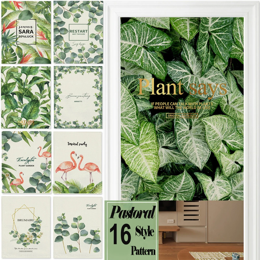 

Japanese Door Curtain Decorative Kitchen Bedroom Plant Leaves Pattems Ins Wind Screen Decoration Polyester Fabric Short Curtains